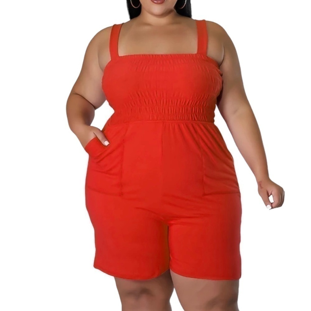 ZENANA Romper. Red. Two side pockets. NWT